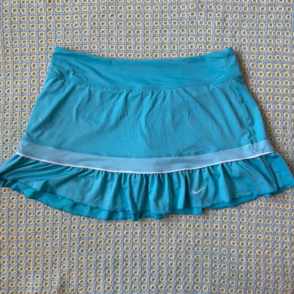 Nike Vintage Women Aqua Teal Blue Ruffle Tennis Skort Skirt Large
